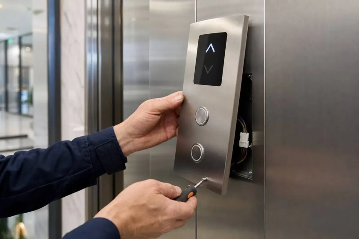 Instalação de nova botoeira e indicador de andar em elevador